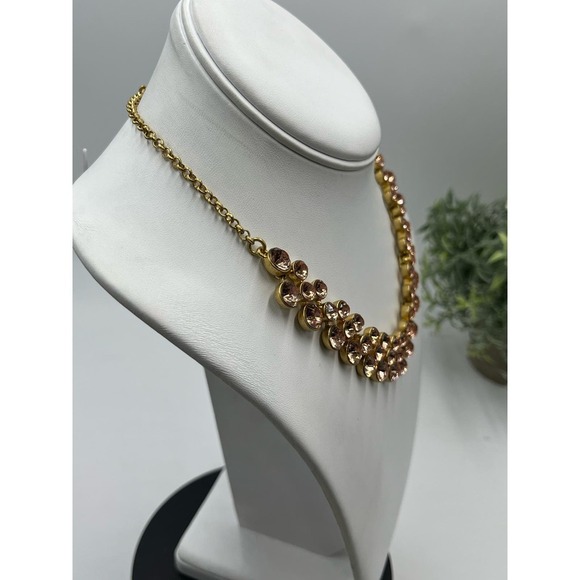 J. Crew‎ Peach Topaz Faceted Bezel Set Shimmering Rhinestone Collar Necklace - Picture 12 of 16